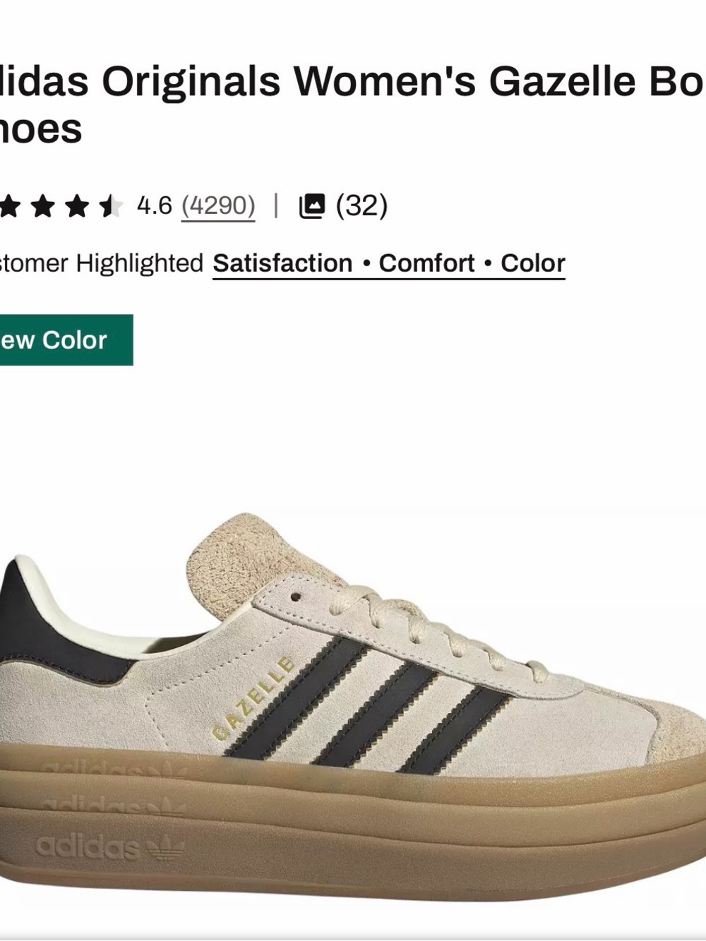 adidas Gazelle Platform Sneakers in Cream and Black